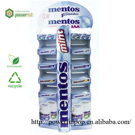 Mentos Chewing Gum Corrugated Paper Two Sides Racks Floor Display Stand