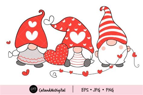 Gnomes Valentine Day Clipart Graphic By Catandme · Creative Fabrica