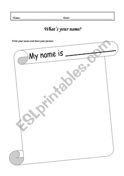 English Worksheets My Name Is