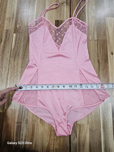 Vintage Rene Lingerie Teddy Lingerie Bodysuit Pink Wi Gem