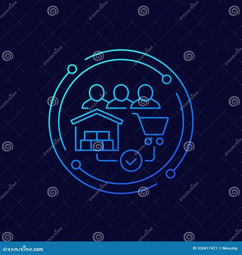 Supply Chain Icon Buyers And Warehouse Linear Stock Illustration