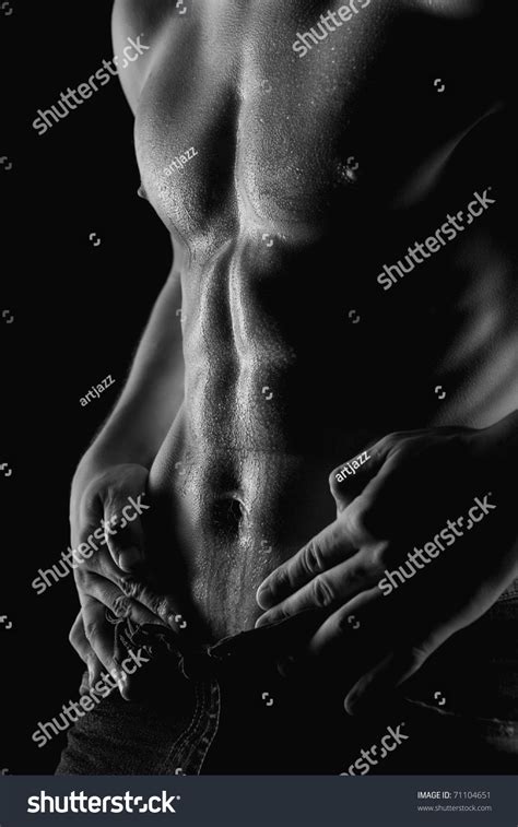 Sexy Muscular Naked Man Water Drops Stock Photo Shutterstock