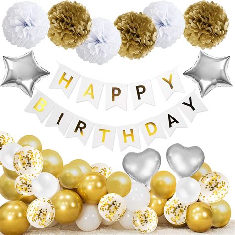 Buy Northern Brothers Gold Birthday Decorations Kit With Happy Birthday