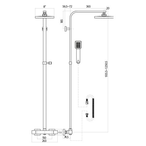 Elliot Chrome Square Rigid Riser Shower Scudo Bathrooms