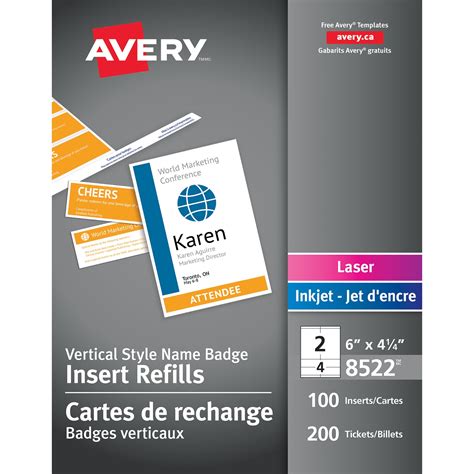 Avery Vertical Name Badge And Ticket Inserts White X