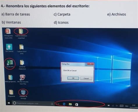 Renombrar Los Siguientes Elementos Del Escritorio A Barra De Tareas B