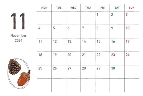 カレンダー｜2024年11月｜フリー素材 Greenstock40