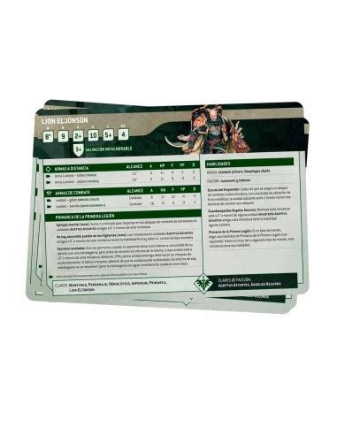 Datasheet Cards Dark Angels Spanish