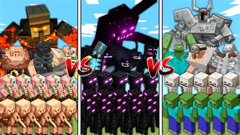 Nether Vs End Vs Overworld In Mob Battle Youtube