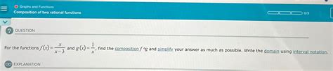 Solved Graphs And Functionscomposition Of Two Rational Chegg