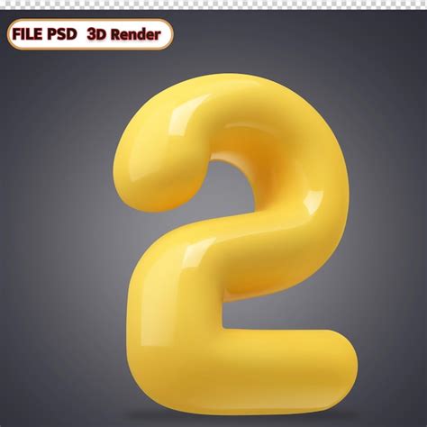 Premium Psd Yellow Number 3d