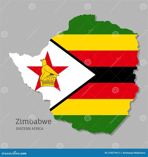 Map of Zimbabwe with National Flag Stock Vector - Illustration of ...