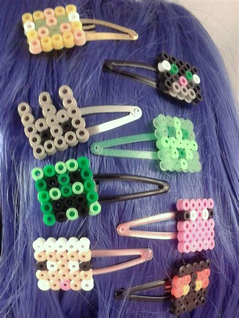 Miniature Minecraft Hair Clips Available As By Puffytheslayer Beaded Hair Clips Perler