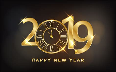 Clock Happy New Year New Year 2019 Wallpaper Resolution4168x2606