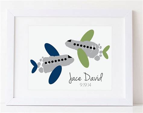 Travel Nursery Art Airplane Baby Footprint Plane Transportation Boys