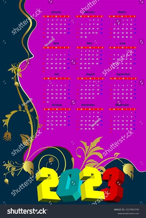 2023 Calendar Vector 3d Color Illustration Stock Vector Royalty Free
