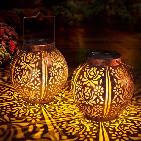 Amazon Pearlstar 2 Pack Solar Outdoor Lanterns Waterproof Metal