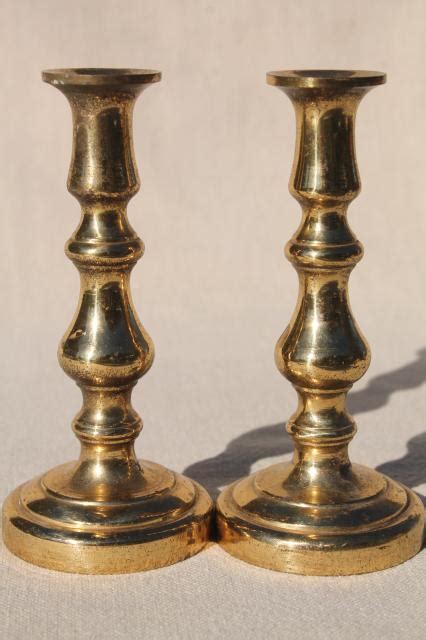 Pair Small Solid Brass Candlesticks Vintage Peerage England Brass