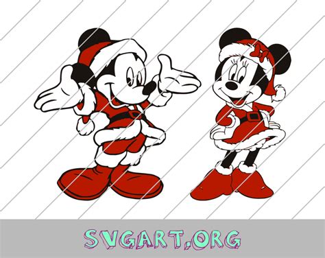 Mickey And Minnie Santa Claus Outfits Svg Free Mickey And Minnie