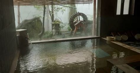 Japanese Indoor Hot Spring Bath Onsen Stock Video Pond