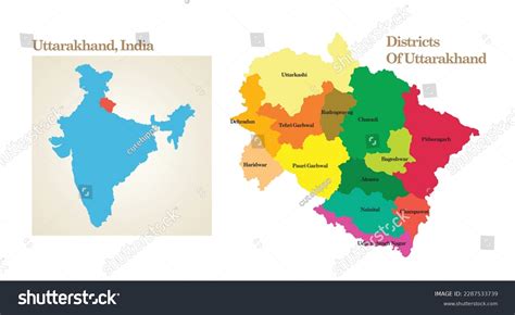 Administrative Political Map State Uttarakhand India Stock Vector (Royalty Free) 2287533739 ...