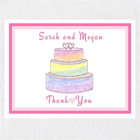 Two Brides Lesbian Wedding Thank You Card Rainbow Wedding Etsy