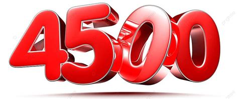 3d Illustration Of Rounded Red Numbers 4500 On White Background With ...