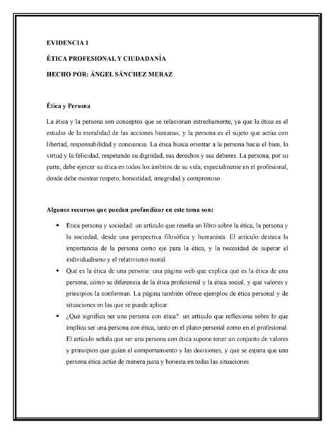 Evidencia 1 EPC EVIDENCIA 1 ÉTICA PROFESIONAL Y CIUDADANÍA HECHO POR