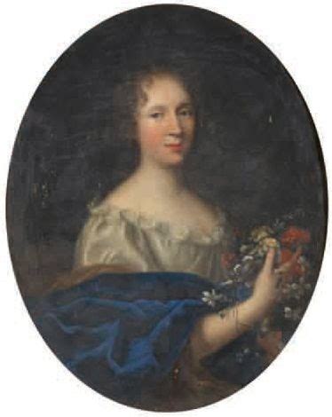 Portrait De Madame De La Baume Tenant Une Guirlande De Fleurs By