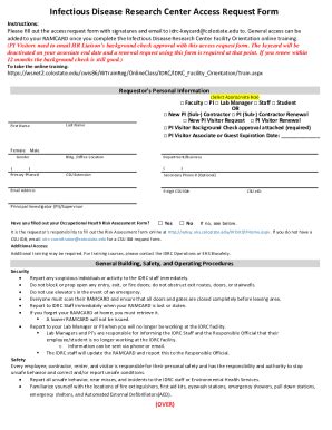 Fillable Online Infectious Disease Research Center Access Request Form