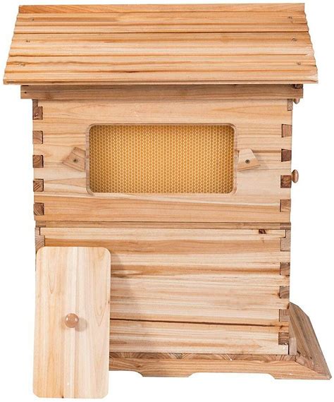 Tberar Wooden Flow Hive Beehive House Kit With 7pcs Auto Beehive Frame