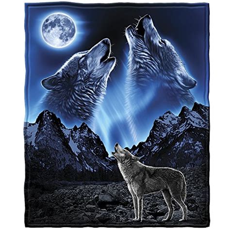 Amazon Dawhud Direct Wolves Howling Moon Fleece Throw Blanket