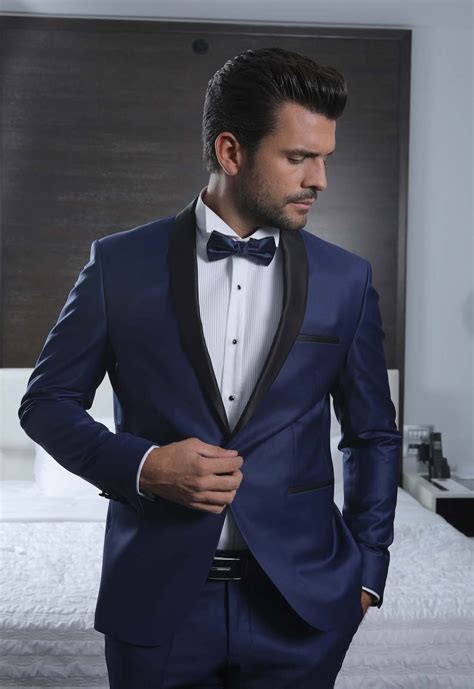 Costume De Mariage Pi Ces Bleu Royal Col Ch Le Noir Caralys Nice