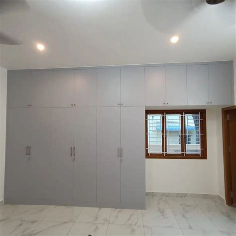 Hinged Door Doors Grey Plywood Modular Wardrobe With Locker At