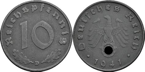 Deutsches Reich 10 Reichspfennig 1941 D Ss MA Shops