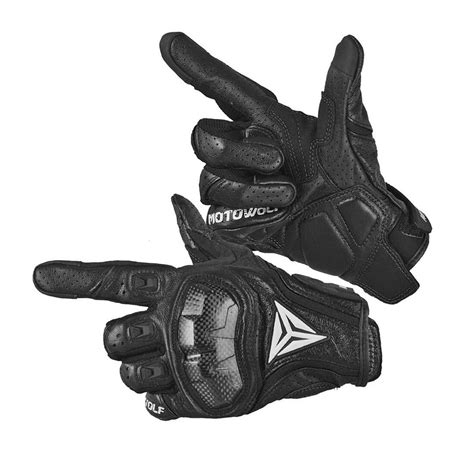 Guantes Para Motociclismo De Cuero Motowolf MDL0305 Negro MotoWolf