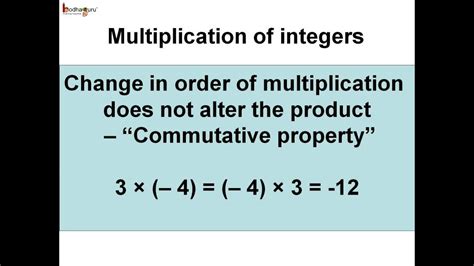 Math Integers Closure And Commutative Property Of Multiplication