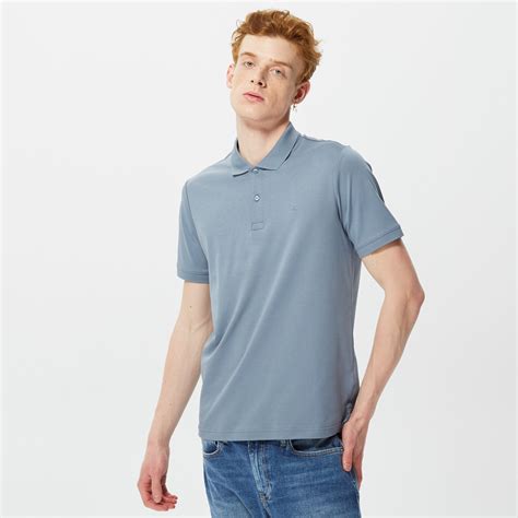 Calvin Klein Smooth Cotton Slim Erkek Gri Kısa Kollu Polo Erkek T Shirt