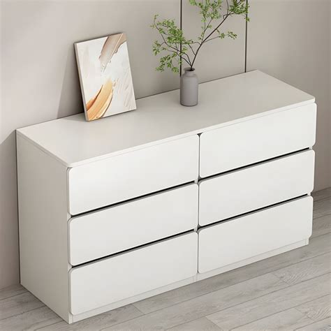 White Wood Modern Lingerie Chest Immovable With Drawers For Bedroom L X W X H