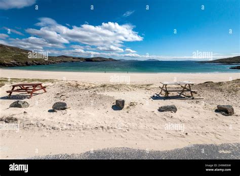 Picnic Tables At The Remote And Beautiful Beach At Hushinish Traigh