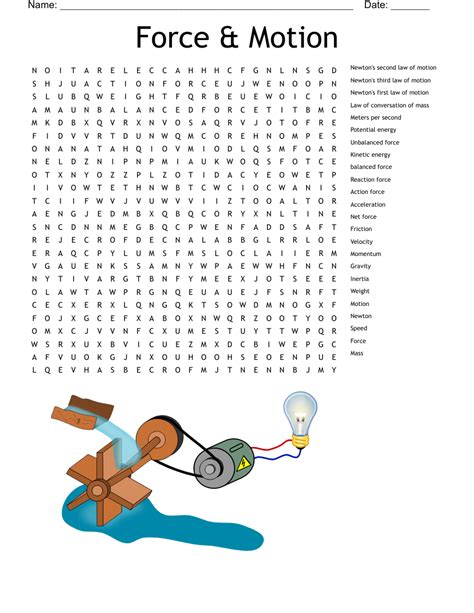 Force Motion Word Search WordMint