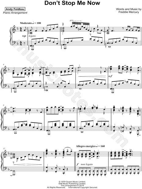 Andy Feldbau Dont Stop Me Now Sheet Music Piano Solo In F Major