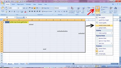 How To Make Same Width Excel