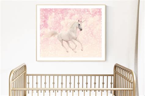 Unicorn Photo Art Print Girls Room Wall Decor Pink Girly - Etsy