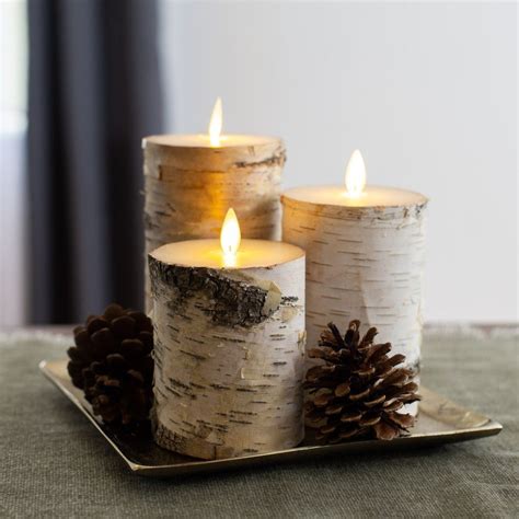 Birch Wood Candle Holders Birch Candles Flameless Pillar Candle