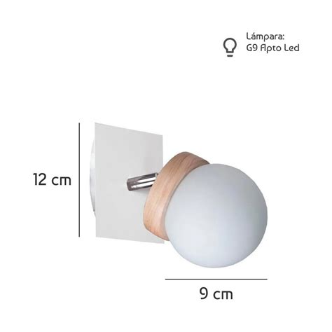 Luz Desing Aplique Luz Elyn Blanco Madera Globo Opal Apto Led G Deco