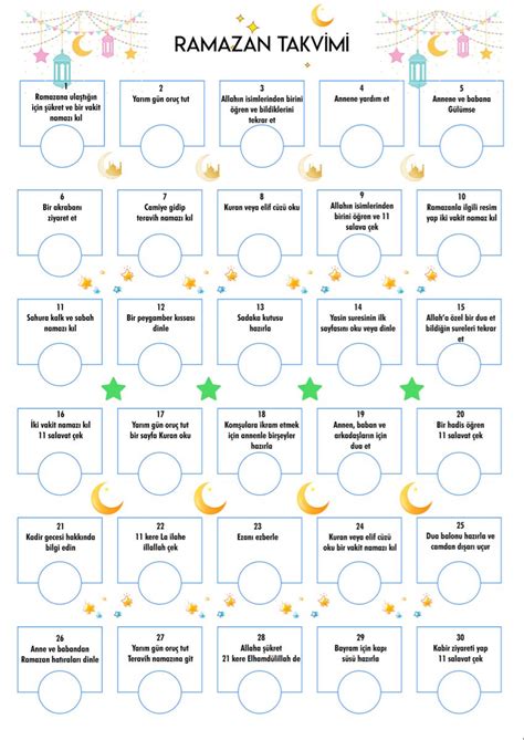 Ramazan Takvimi Ramazan Din E Itim Davran Pano