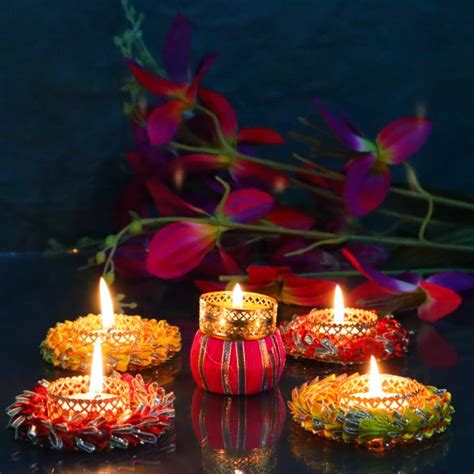 Set Of 4 Tea Lights Diwali Decoration Jaipur Ace