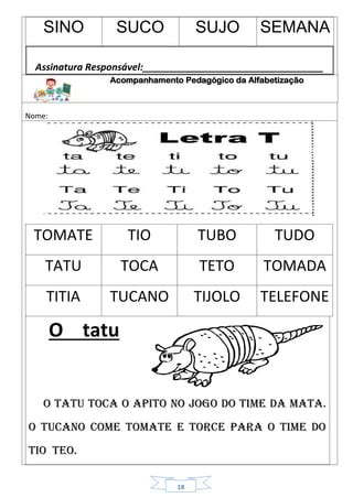 1ºano Caderno de leitura pequenos textos palavras e sílabas alfabeto 1