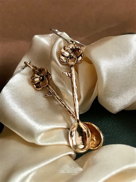 Cottagecore Fairycore Rose Gold Colored Spoon Earrings Dark Academia - Etsy